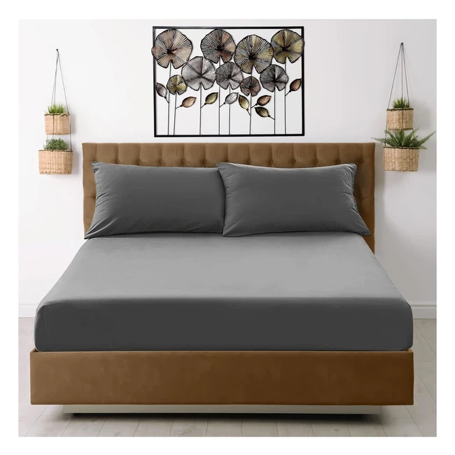 Soft Microfiber Fitted Sheet - Double Size - Charcoal - Stay Warm and Cosy