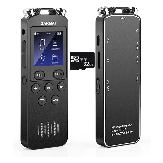 48GB Garmay Digital Voice Recorder - Upgraded 1536kbps - 3343 Hours Record Capac