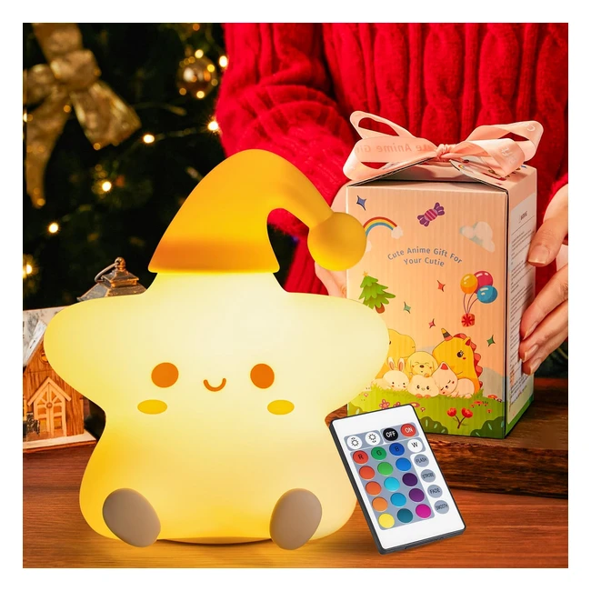 Cute Star Night Light for Kids - 16 Colors - Remote Control - Rechargeable - Per