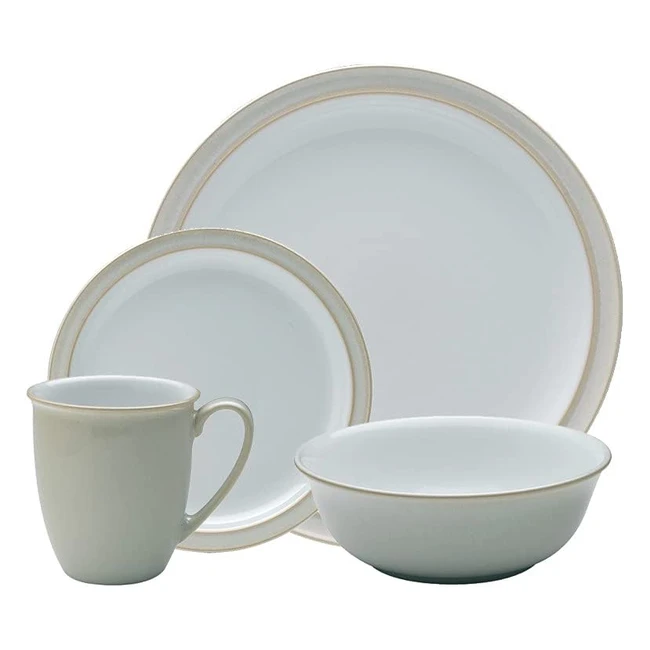 Denby Linen 4 Piece Dinnerware Set Cream - High Quality, Handcrafted, Dishwasher Safe