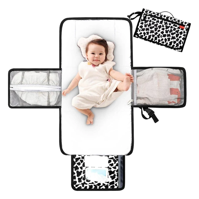 Lekebaby Nappy Changing Mat - Portable Mat with Wipe Pocket and Head Cushion - C