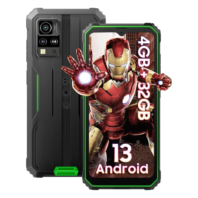 Blackview BV4800 - Smartphone incassable 4Go/32Go/1To extensible, Android 13, écran 6.56 HD, 5180mAh, 13MP/5MP, Dual SIM 4G, pas cher, face ID, GPS, 2 ans garantie