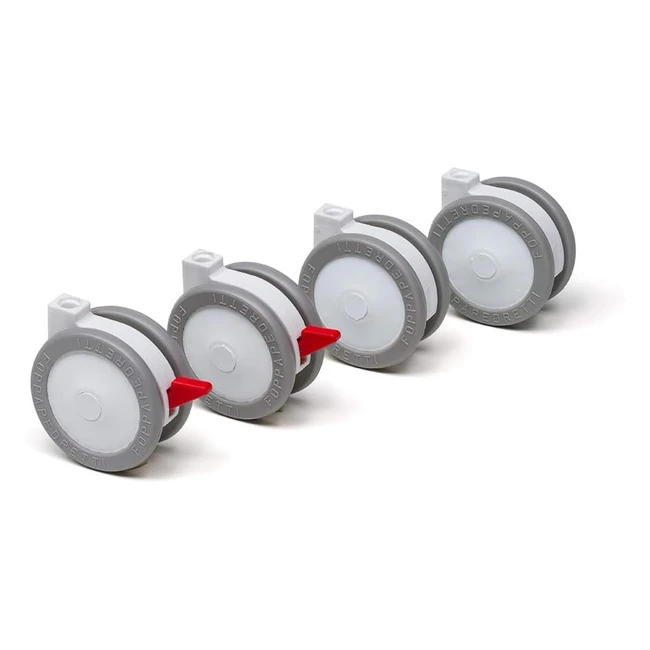 Ruedas de Nailon Engomadas Foppapedretti - Recambio para Cunas y Bañeras - Blanco/Gris