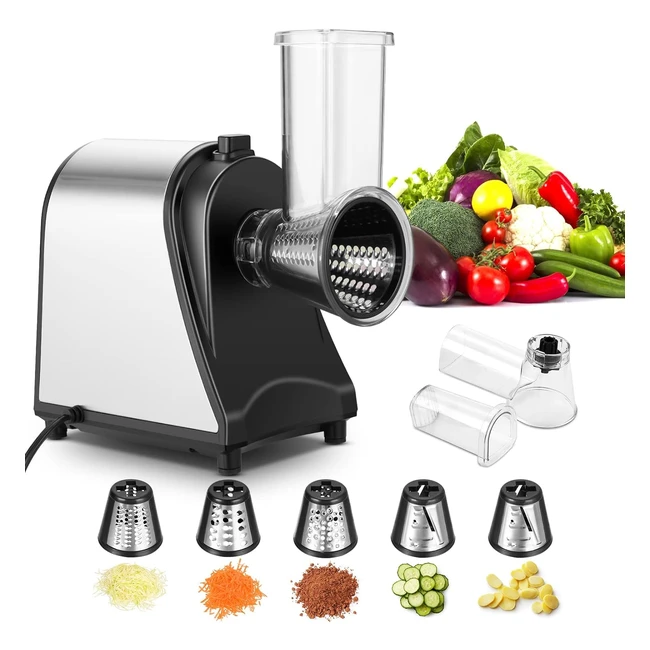 Tritacarne elettrico Coocheer 250W con grattugia multifunzione e 5 tamburi di ta