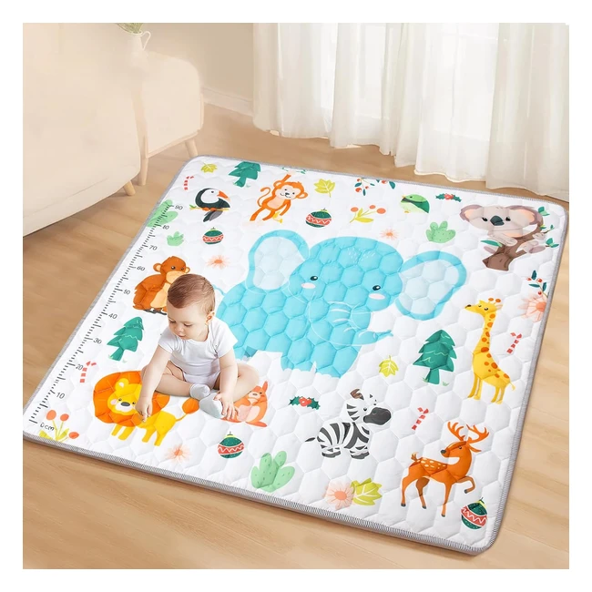 Tapis de jeux bébé Funsland antidérapant 127x127cm - Motricité, pliable, coton épais