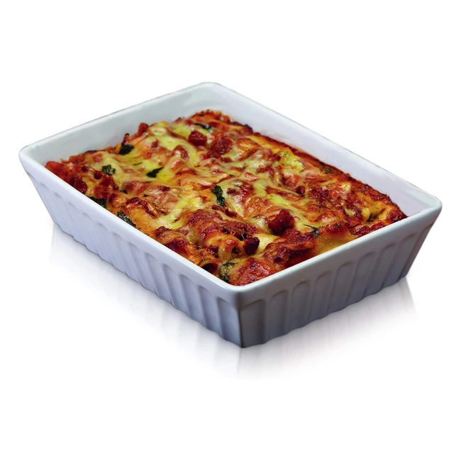 KitchenCraft World of Flavours Lasagne Dish - Stoneware, 30x21cm, White