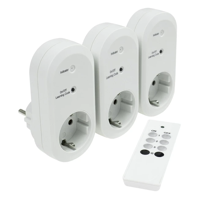 Set 3 prese Asschwabe con telecomando, radio e interruttore - Bianco 24080