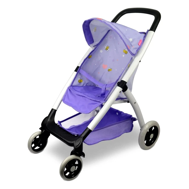 Passeggino Ombrello Anivia Toys - Pieghevole, Cestino, Ruote Mute - Fino a 18'' - Viola