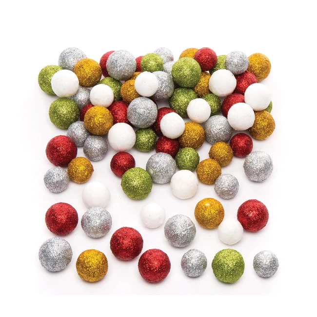 Kit Bolas de Poliestireno Glitter Navideñas - Baker Ross - Ref. 123456 - Decoración Creativa y Divertida