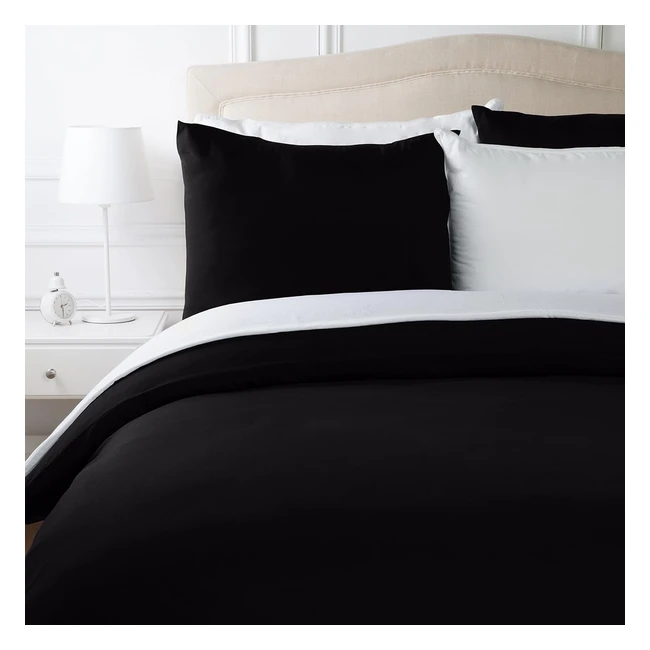 Parure de lit en microfibre noir Amazon Basics - 3 pièces - 240 cm x 220 cm + 65 cm x 65 cm x 2