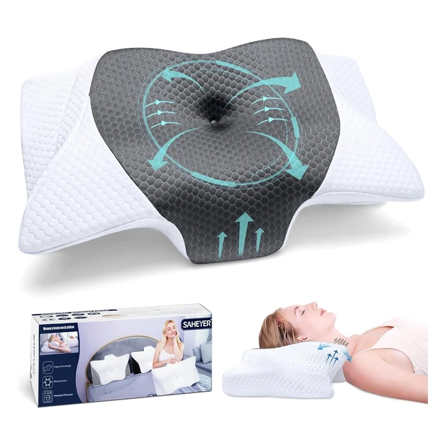Almohada Cuello Saheyer Espuma Memoria Soporte Ergonmica Dolor 60x35x10cm