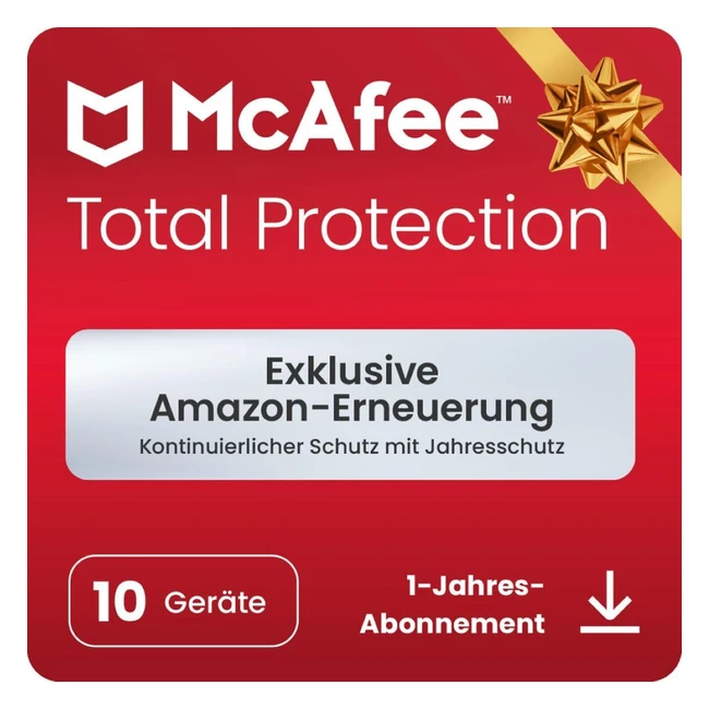 McAfee Total Protection 202210 - Virenschutz und Internetsicherheitssoftware - VPN, Passwort-Manager und Kindersicherung - 1 Jahr mit automatischer Verlängerung - Amazon Exklusiv