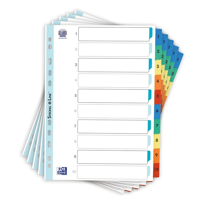 Oxford 5 Pack A4 File Dividers - 10 Part Card Folder Dividers
