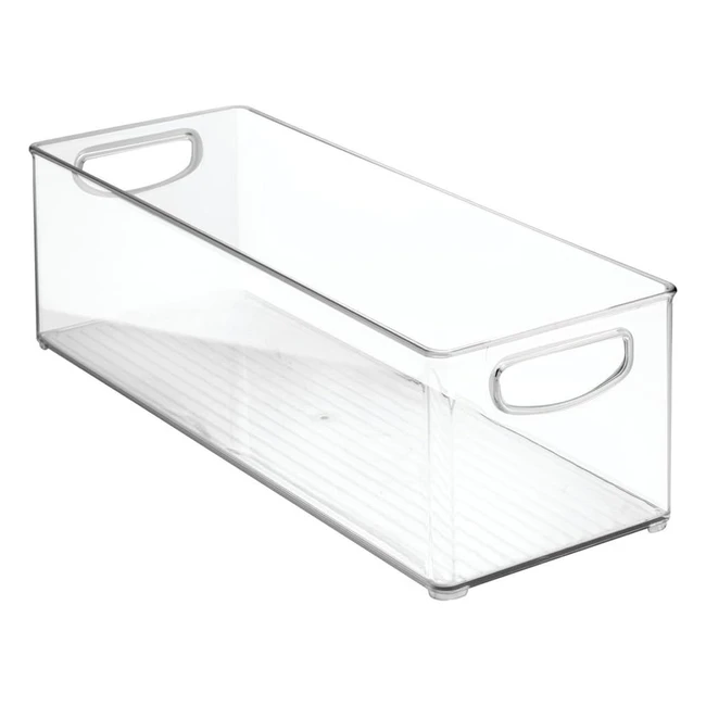 iDesign Fridge Organiser - Stackable Storage Container with Handles - Medium and Deep - BPA-Free - Clear Drawer Organizer for Kitchen Fridge and Refrigerator - Practical Organization