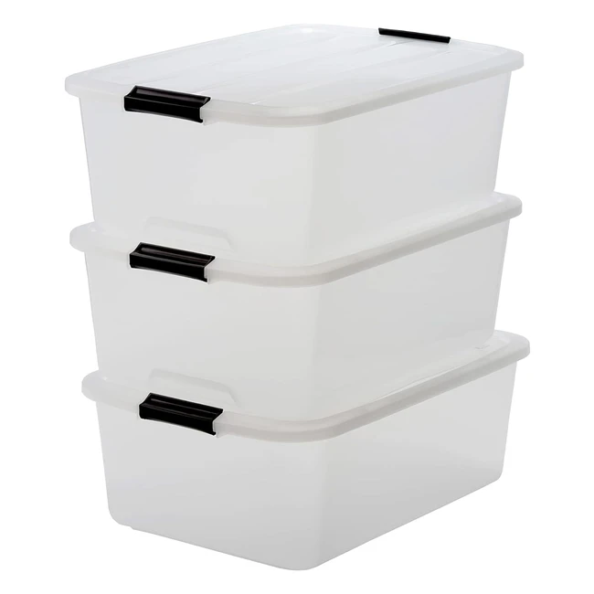 Lot de 3 boîtes de rangement 30L empilables - Iris Ohyama - Réf. XYZ - Idéal pour stocker jouets, livres et accessoires