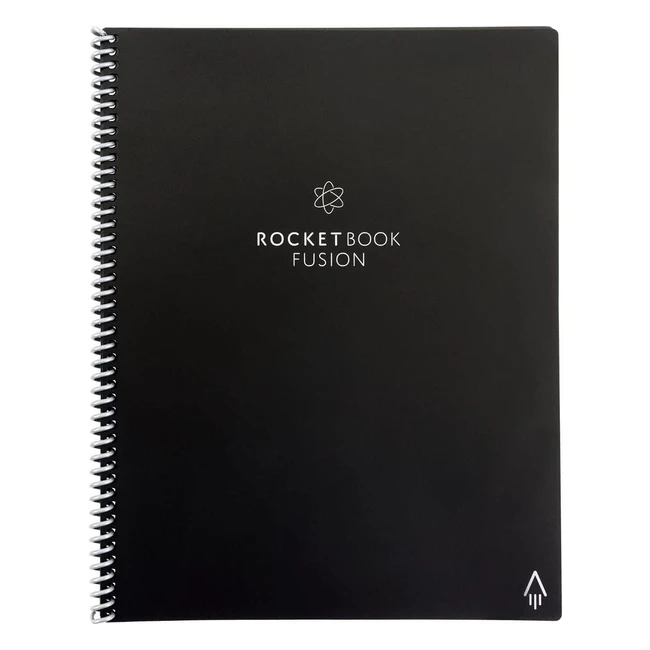 Rocketbook Fusion Cahier de Notes Effaable A4 Noir - Stylo Effaable Inclus