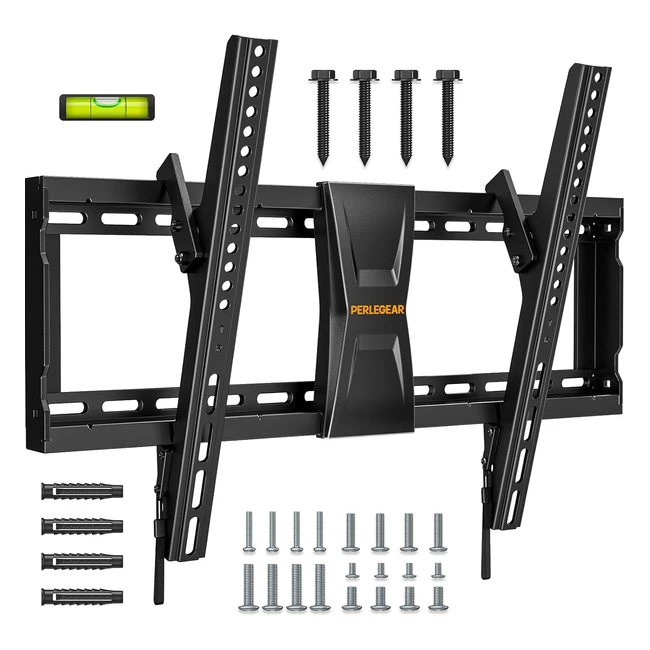 Support mural TV inclinable Perlegear pour écrans de 37-82 pouces jusqu'à 60 kg - Fixation murale TV inclinable pour écrans plats ou incurvés - VESA 600x400mm