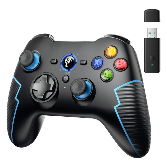 Mando inalámbrico EasySMX 24GBluetooth con Hall Trigger, Turbo, Vibración y Batería Incorporada - Negro con Azul