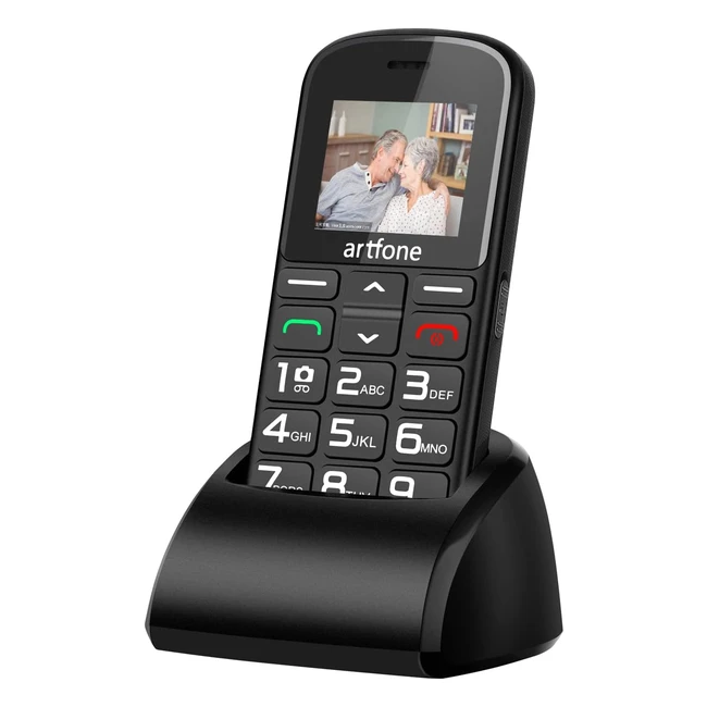Artfone Teléfono Móvil para Mayores - Teclas Grandes - 2G GSM - Botón SOS - Volumen Alto - Gran Batería - Negro
