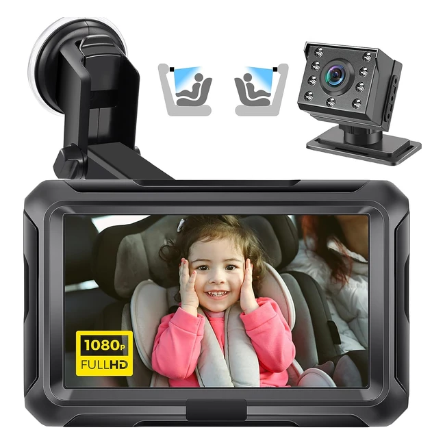 Zacro Baby Car Camera HD 1080p - Rear Seat Monitor with Night Vision - Wide View Angle