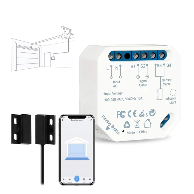 Loratap Apriporta WiFi Garage Door Opener - Controllo App Smart Life - Compatibile con Alexa e Google Home - Nessun Hub Richiesto