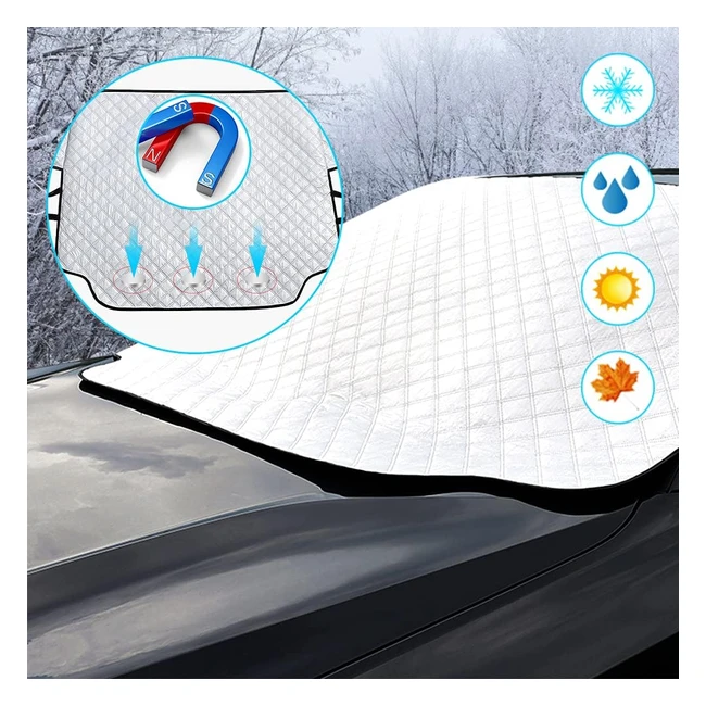 Car Windscreen Cover Frost Protector - Magnetic Snow Cover - UV Resistant - Fits
