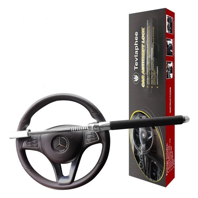 Tevlaphee Steering Wheel Lock - Anti-Theft Adjustable Heavy Duty - Secure Your