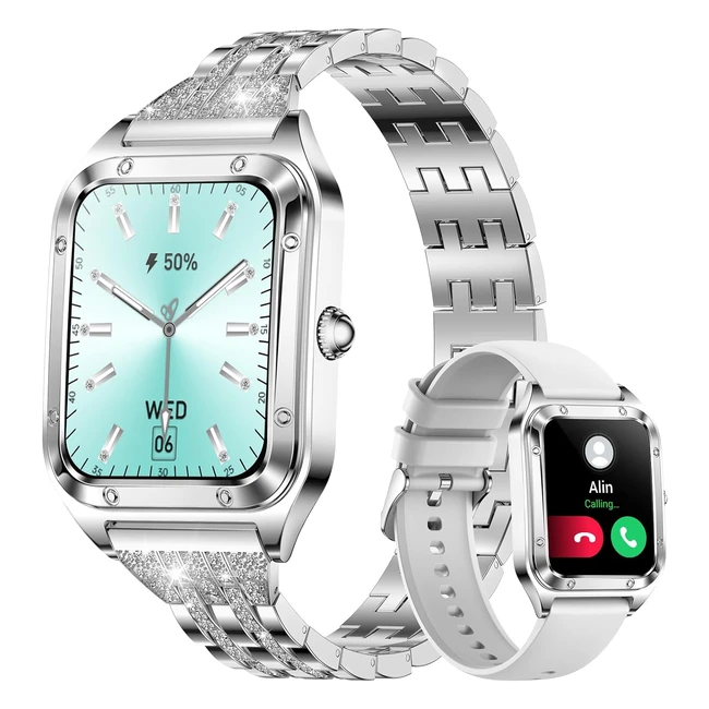 Montre Connectée Femme Lige 157 | Appel Bluetooth | Moniteur de Sommeil | Fréquence Cardiaque | SPO2 | Calories | IP67 Étanche | Smartwatch 21 Modes Sport | Android iOS | Argent