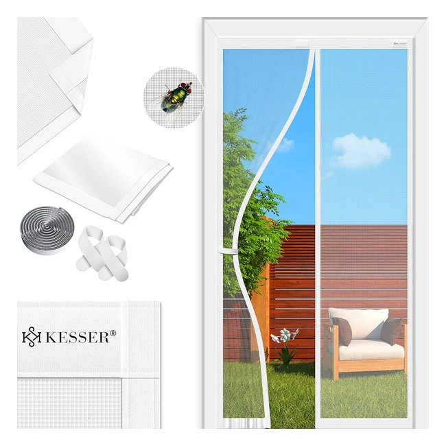 Kesser Magnetische Fliegengitter Tür Insektenschutz 90 x 200 cm - Einfache Montage - Balkontür Terrassentür Kelleröffnung - Nr. 12345