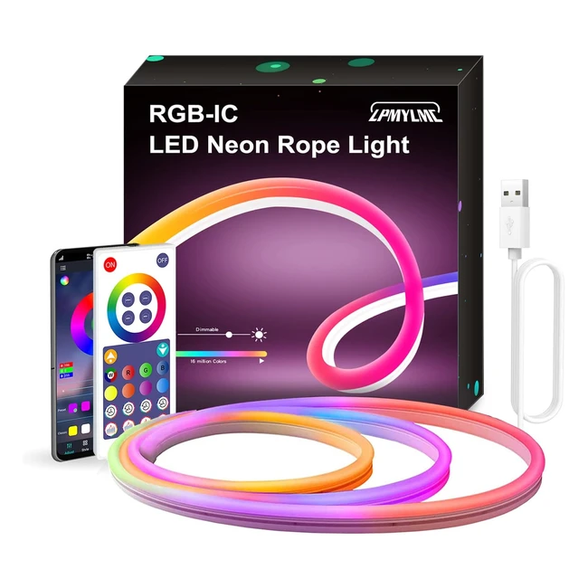 LED-Strip Neon 3m RGBIC Musik Sync Alexa  Google Assistant Wohnzimmer Schl
