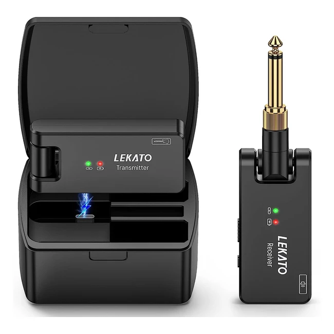 Lekato Guitar Wireless System - WS100: Cordless, Built-in Battery, 24GHz Uncompressed Signal