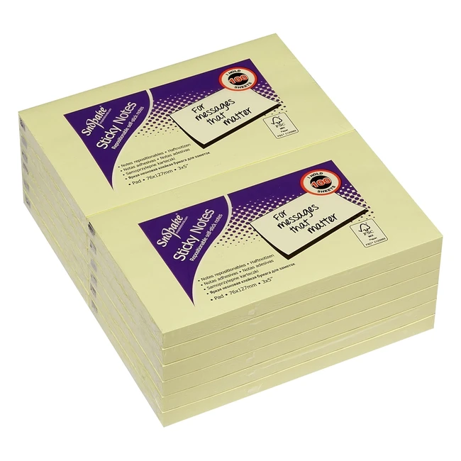 Snopake 127x76mm Sticky Notes - Pack of 12 100 Sheets per Pad