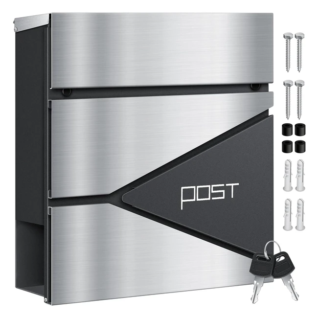 Kesser Briefkasten mit Zeitungsfach Wandmontage Edelstahl 2x abschliebare S