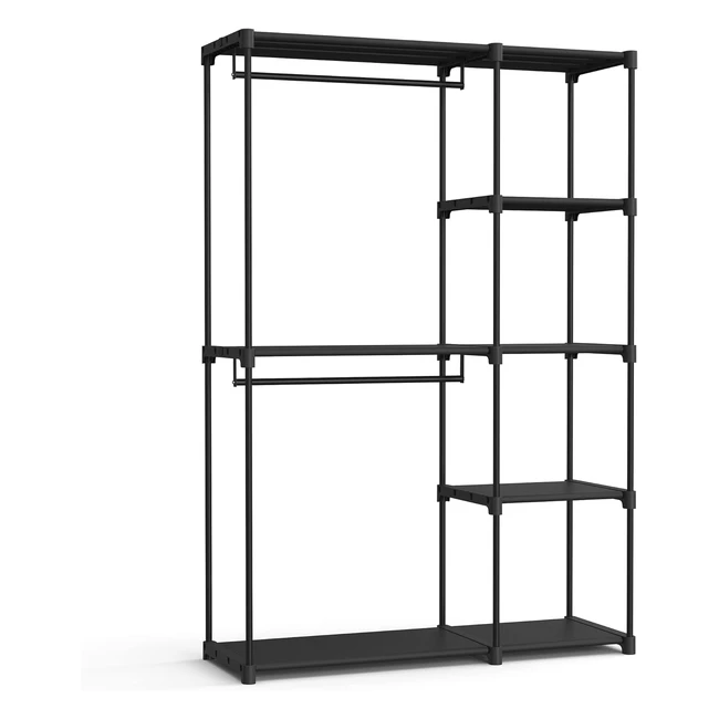 Songmics Freestanding Wardrobe Foldable Closet Coat Rack | Open Storage Organizer | 43x124x182cm | Black