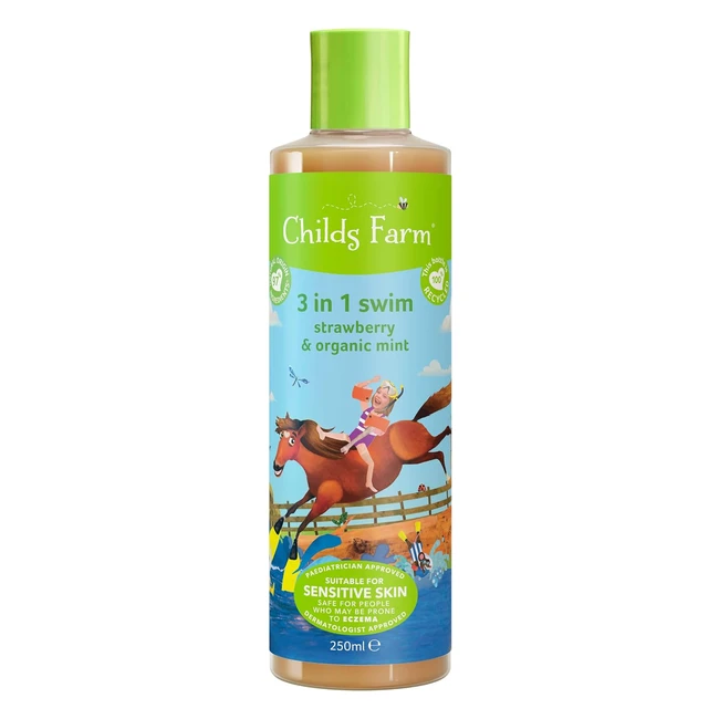 Childs Farm Kids 3-in-1 Swim Strawberry  Organic Mint Body Wash Shampoo Conditi