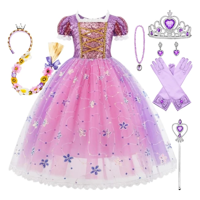 Vestito Principessa Rapunzel per Bambina - Accessori Inclusi