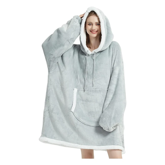 Softan Hoodie Blanket Fleece Sweatshirt - Super Soft Warm Cozy Flannel Pullover - Oversized Snuggle Blanket Hoodies with Large Pockets - Men Women Teens - Ref: 1234