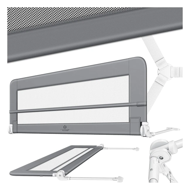 Kesser Bettschutzgitter 200cm - Klappbarer Babybettgitter - Extra hoher Schutz für Kinderbetten - Leichtes Grau