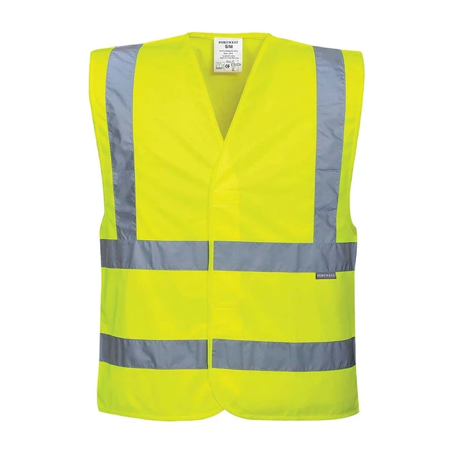 Portwest C470 Reflective Hi Vis Safety Vest Yellow LXL - Increased Visibility, Easy Access