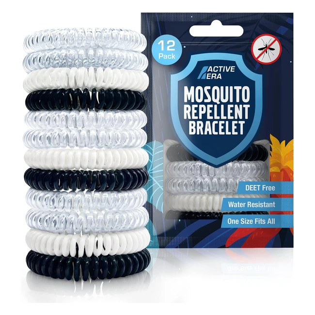 Active Era Mosquito Repellent Bracelet 12 Pack - Powerful DEET-Free Formula - Wa