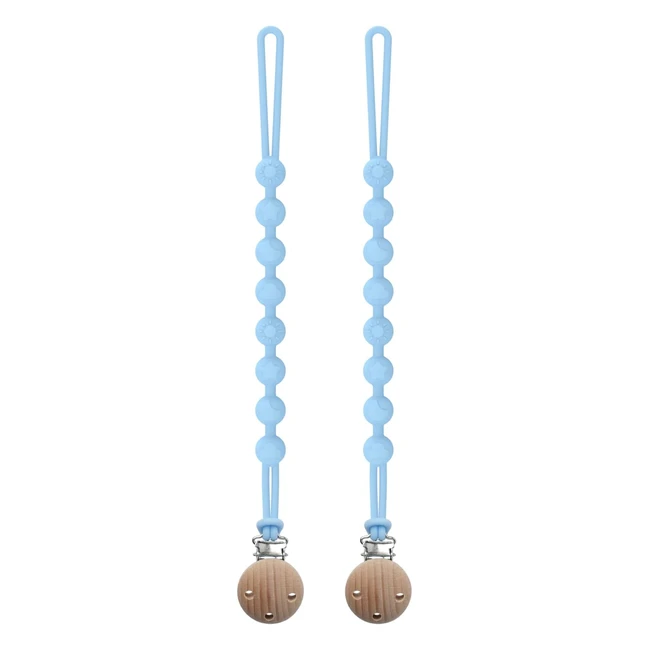 Attache tétine en silicone SePoseve - Lot de 2 attaches tétine pour bébés garçons et filles - Garde la tétine propre, douce et flexible - Durable et résistant - Haute ténacité - 2 bleu