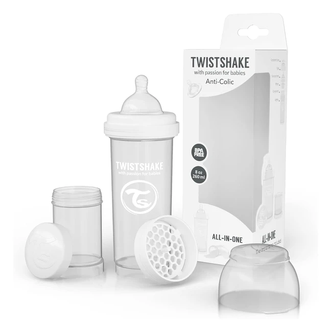 Twistshake Biberon en Plastique Anti Colique pour Bébé - Tétine Souple en Silicone - Sans BPA - 260ml