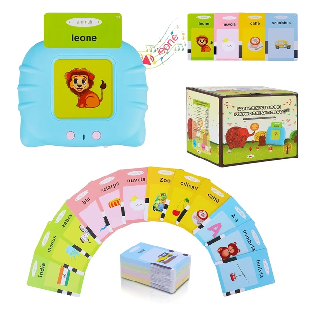 Flashcard Giocattoli Educativi per Bambini 16 Anni - 192 Fogli 384 Parole - Mont