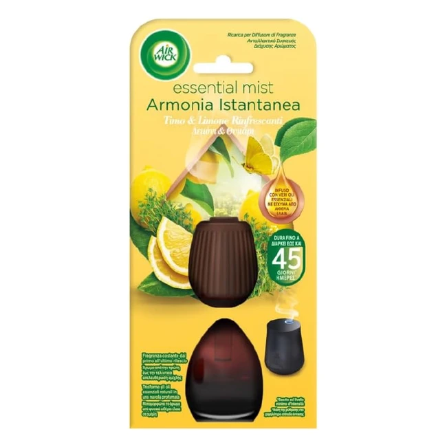 Airwick Ricariche per Diffusore di Oli Essenziali - Timo e Limone Rinfrescanti -