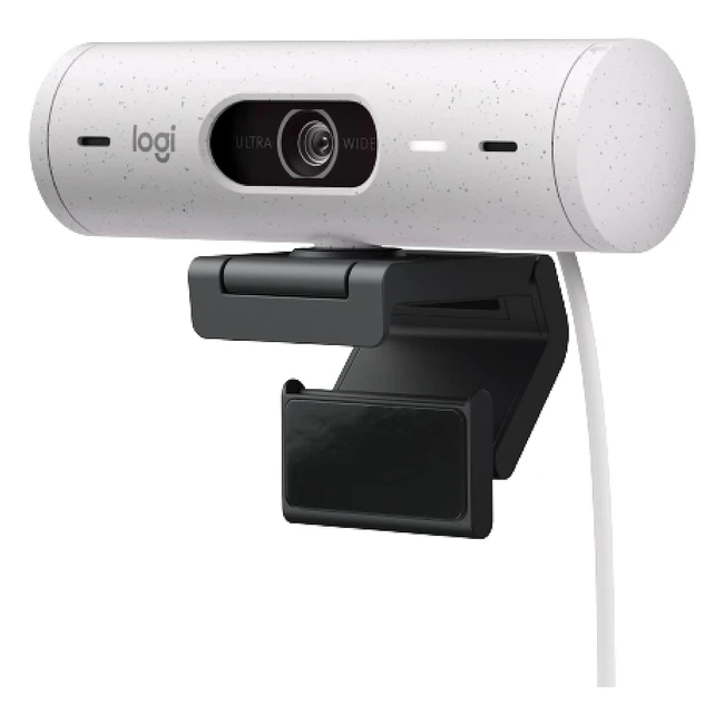 Webcam Logitech Brio 500 Full HD - Correzione Luce - Microfono con Riduzione del Rumore - Copertura Privacy - Streaming - Funziona con Microsoft Teams, Google Meet, Zoom - Cavo USB-C - Bianco