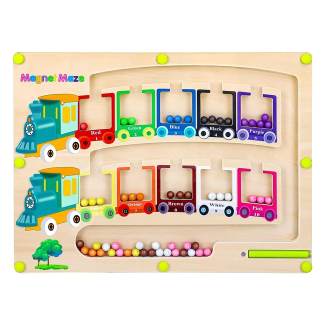 Jeu labyrinthe magnétique enfant - Apprendre les couleurs - Jouet bois Montessori - Cadeau 3-6 ans