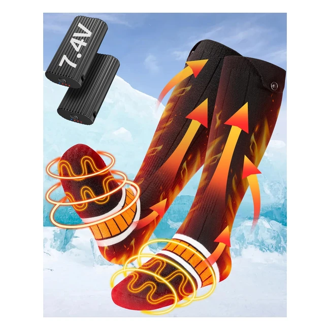 Chaussettes Chauffantes Eventek 74V - Niveau de Température Réglable - Hommes Femmes - Ski Chasse Randonnée