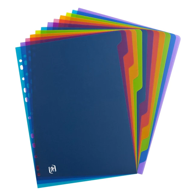 Intercalaires Oxford Color Life A4 12 positions - Couverture polypro 30100me - Coloris assortis