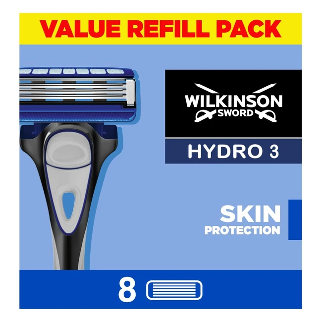 Wilkinson Sword Hydro 3 Skin Protection for Men - Pack of 8 Razor Blade Refills