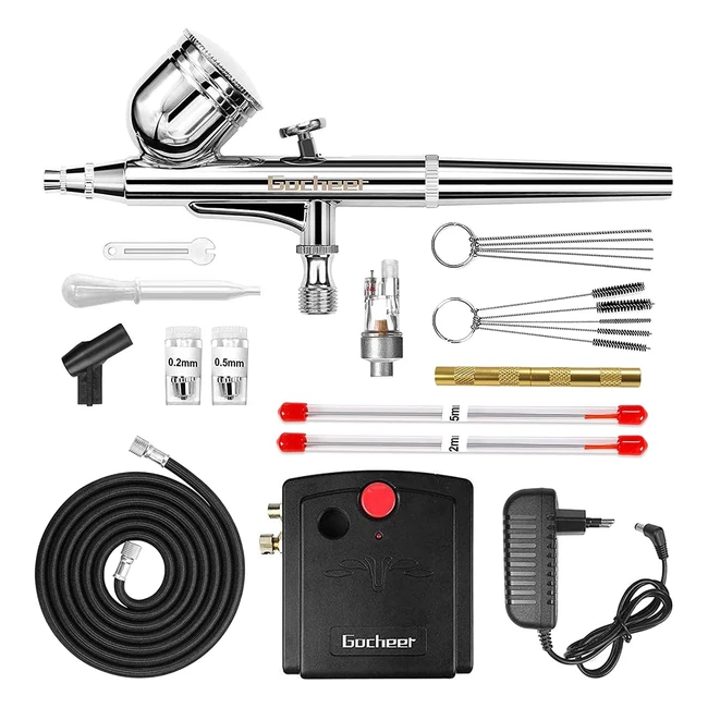 Set Aerógrafo Gocheer Mini Dual Action para Maquillaje y Manualidades - Referencia: XYZ123 - ¡Pintura Precisa y Duradera!